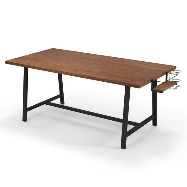 72-inch rectangular dining table with a 2-bottle wine rack, seats 5-7 people