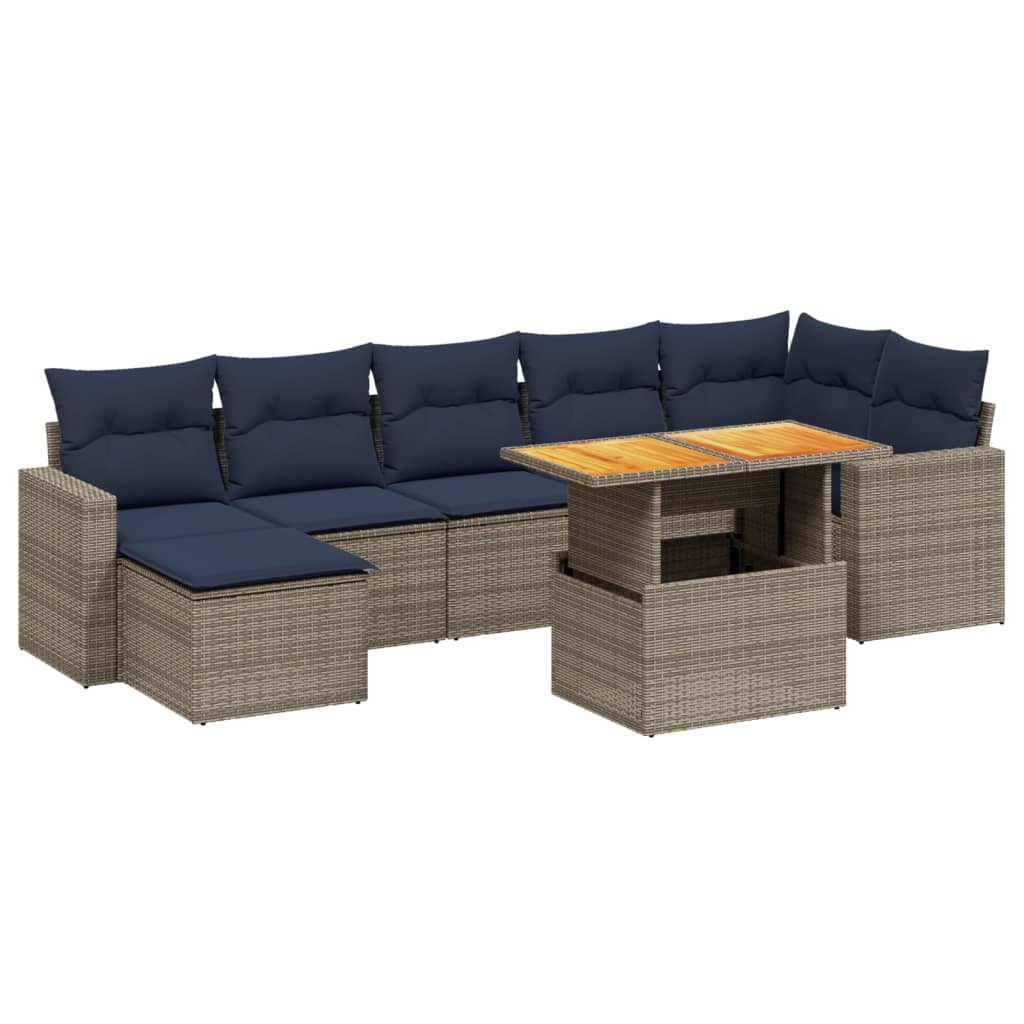 8 Piece Patio Sofa Set with Cushions Gray Poly Rattan