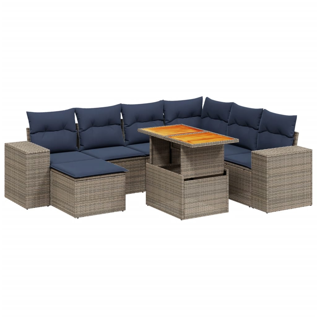 8 Piece Patio Sofa Set with Cushions Gray Poly Rattan