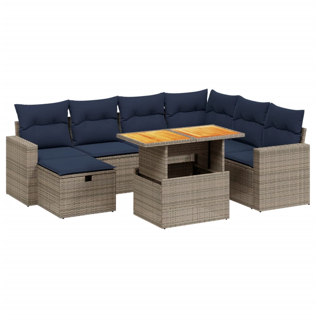8 Piece Patio Sofa Set with Cushions Gray Poly Rattan