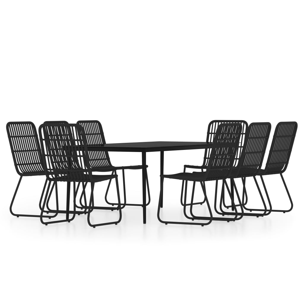 9 Piece Patio Dining Set Black