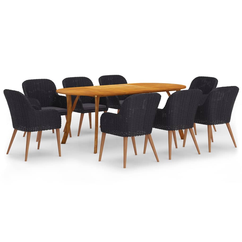 9 Piece Patio Dining Set Black