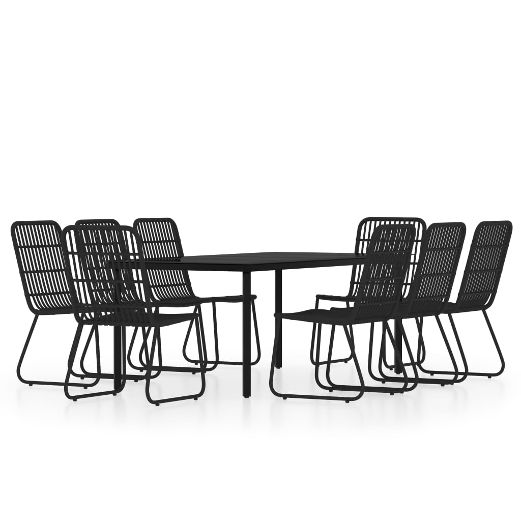 9 Piece Patio Dining Set Black