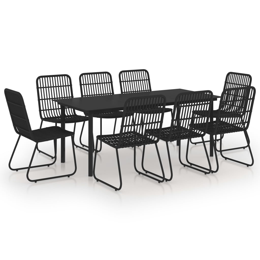 9 Piece Patio Dining Set Poly Rattan and Glass