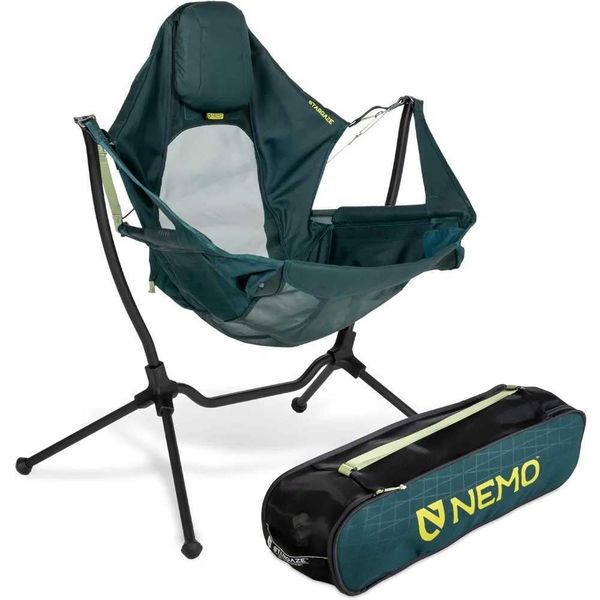 A premium reclining camp chair designed for ultimate comfort and stargazing during outdoor adventures (2023) in lagoon blue