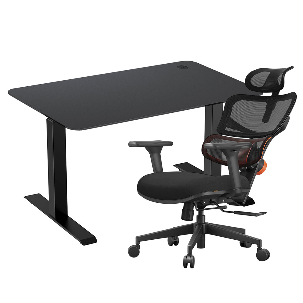 ACGAM JSZ-3 black office frame with black top and ergonomic NEWTRAL NT001 chair without footrest