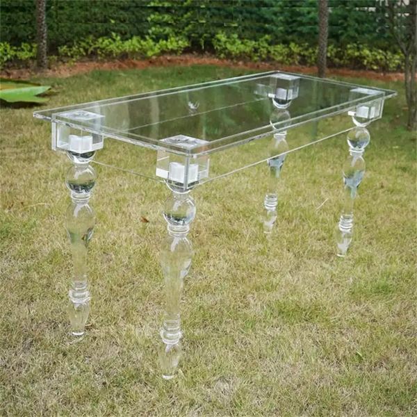 Acrylic and brass two-tier side table with transparent bench top