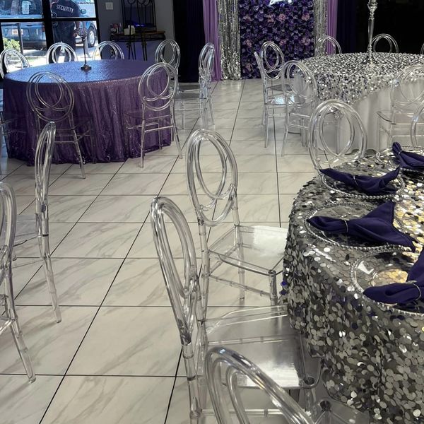 Acrylic transparent wedding chair with detachable Chiavari design for outdoor events, gatherings, hotels, homes, or churches