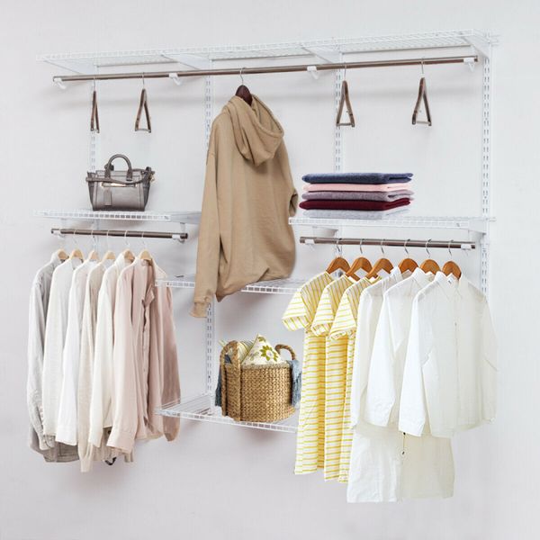 Adjustable wall-mounted closet rack with shelf