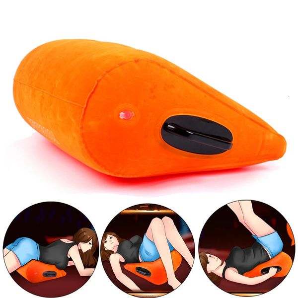 Adult pleasure accessories including inflatable furniture, wedge pillows, intimate toys, and BDSM gear for couples