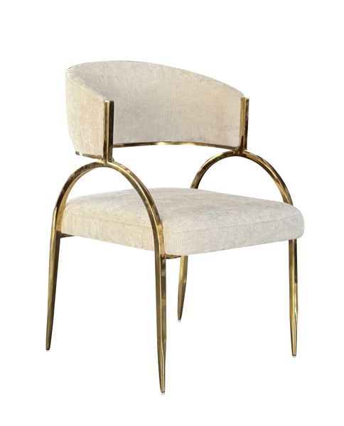 Alanya Beige & Gold Contemporary Dining Chair