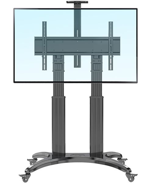 Aluminum Alloy Mobile Cart for 65"-85" LED LCD Plasma TVs with Free Lifting and AV Shelf Camera Holder