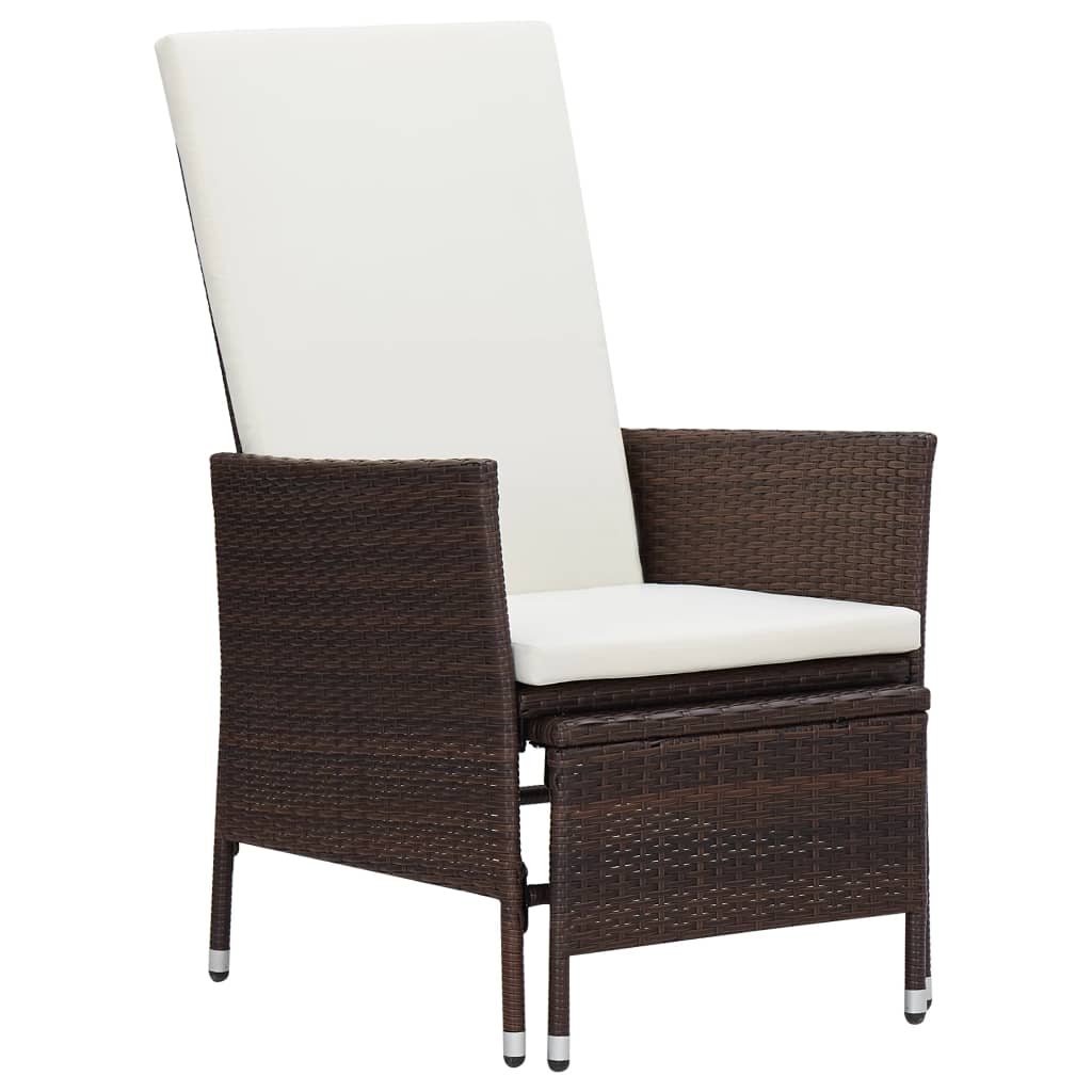 Armchair Brown PE rattan Standard Adjustable Armrests Armchair