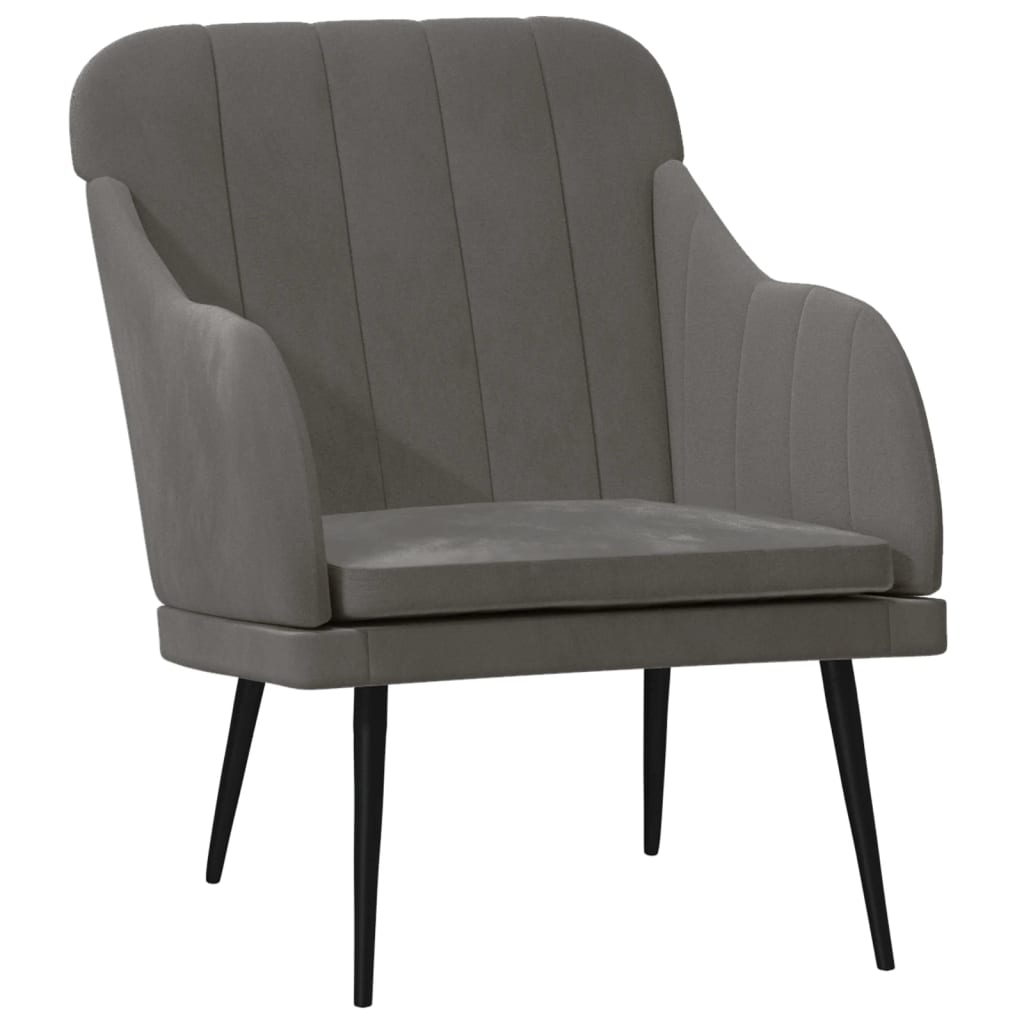 Armchair Dark grey Velvet (100% polyester), Metal, Plywood Medium