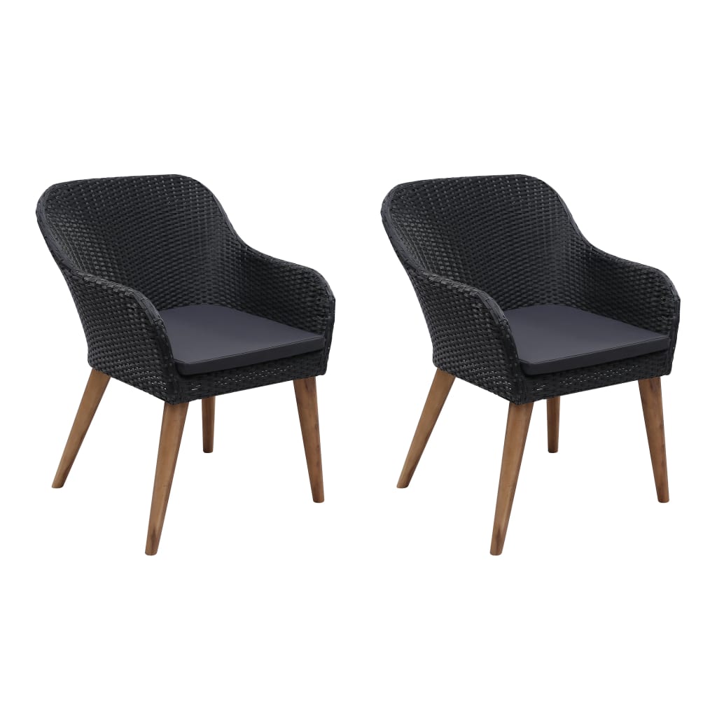 Armchair Set of 2 Black PE Rattan Standard Removable Covers