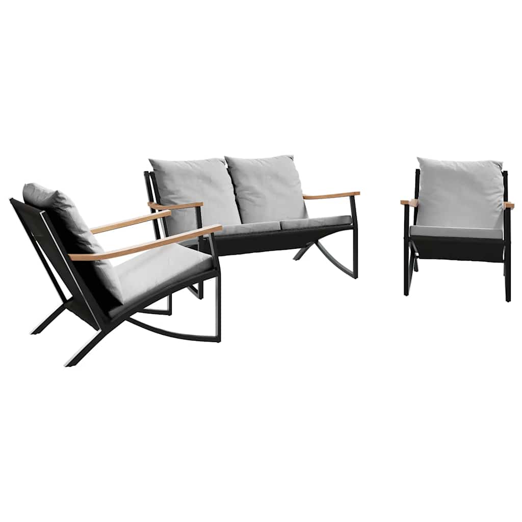 Balcony Furniture Set Black Powder-coated steel Medium