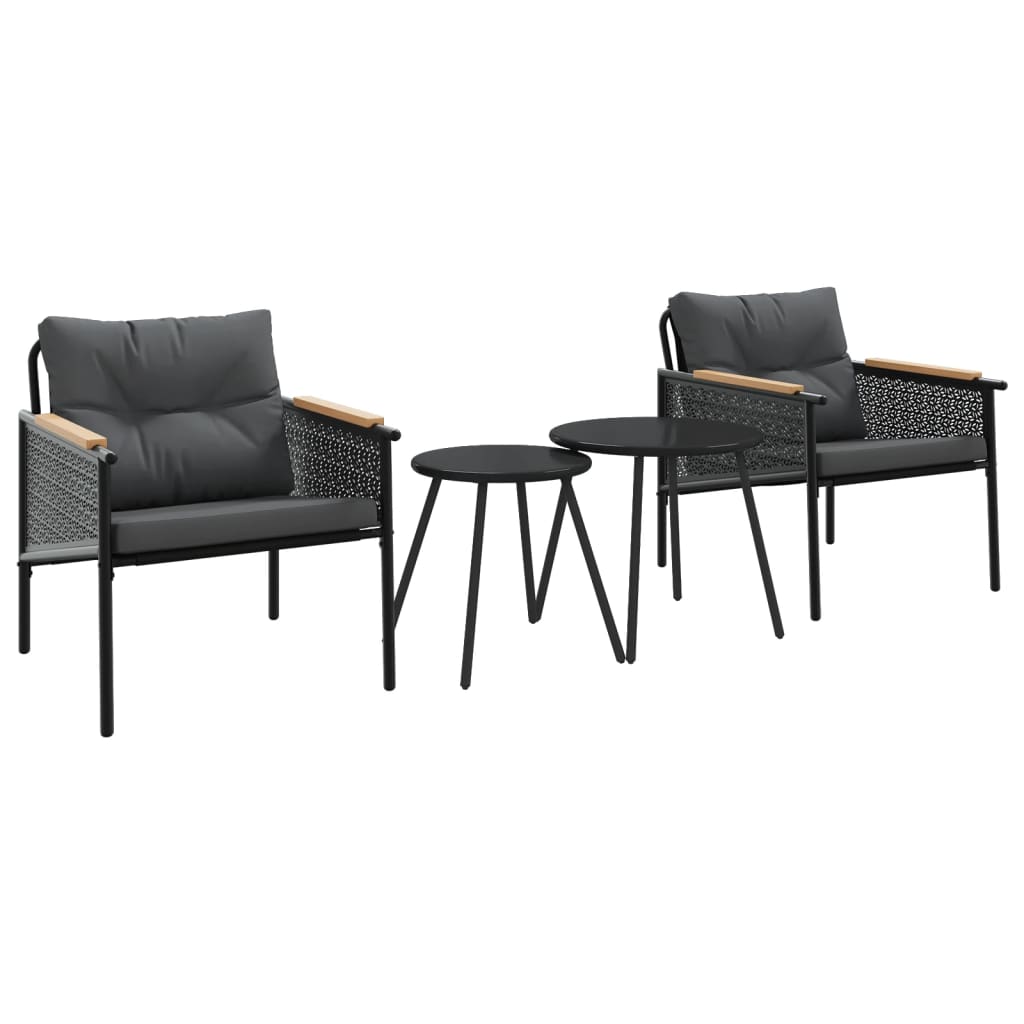 Balcony Furniture Set Black Powder-coated steel Small