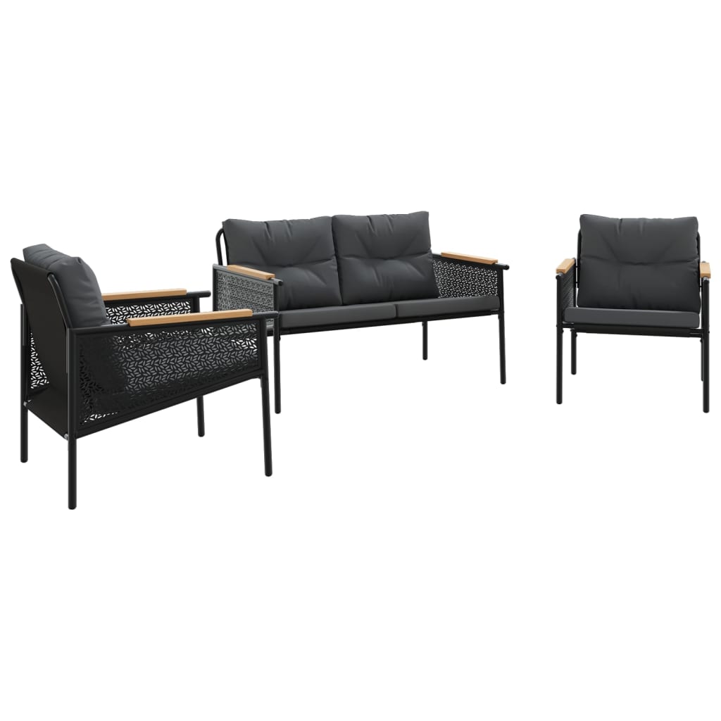 Balcony Furniture Set Black Powder-coated steel