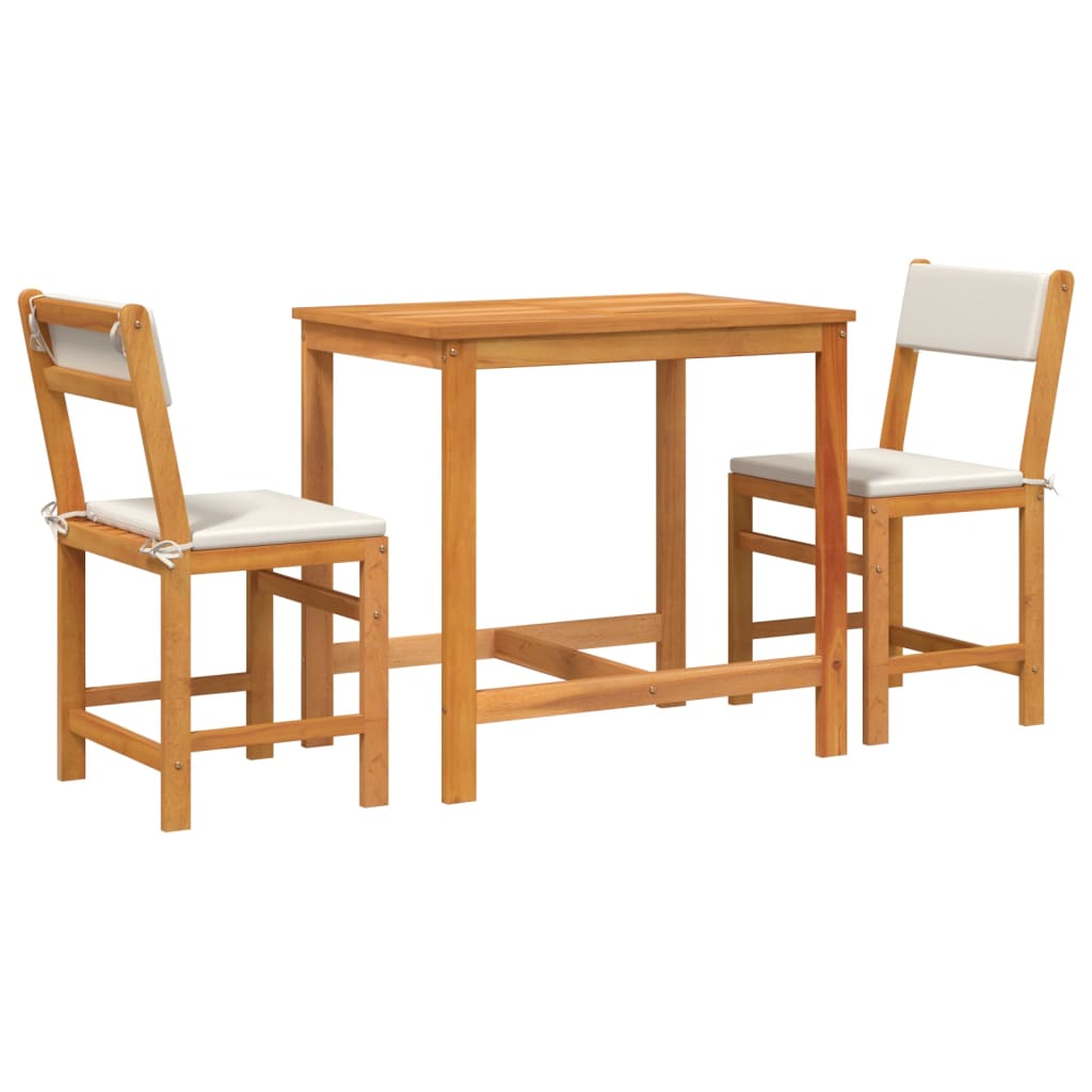Balcony Set Cream White Solid Acacia wood Medium Durable