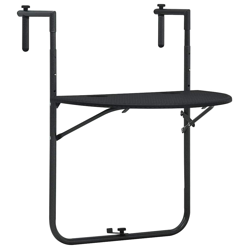 Balcony Table Black Plastic 23.6x25.2x32.9 in Foldable