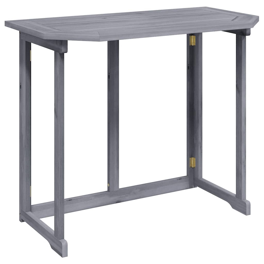 Balcony Table Grey Solid Acacia Wood 35.4 x 19.7 x 29.1 in