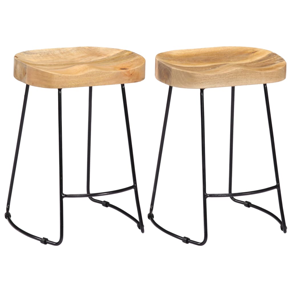 Bar Chair Set of 2 Brown and black