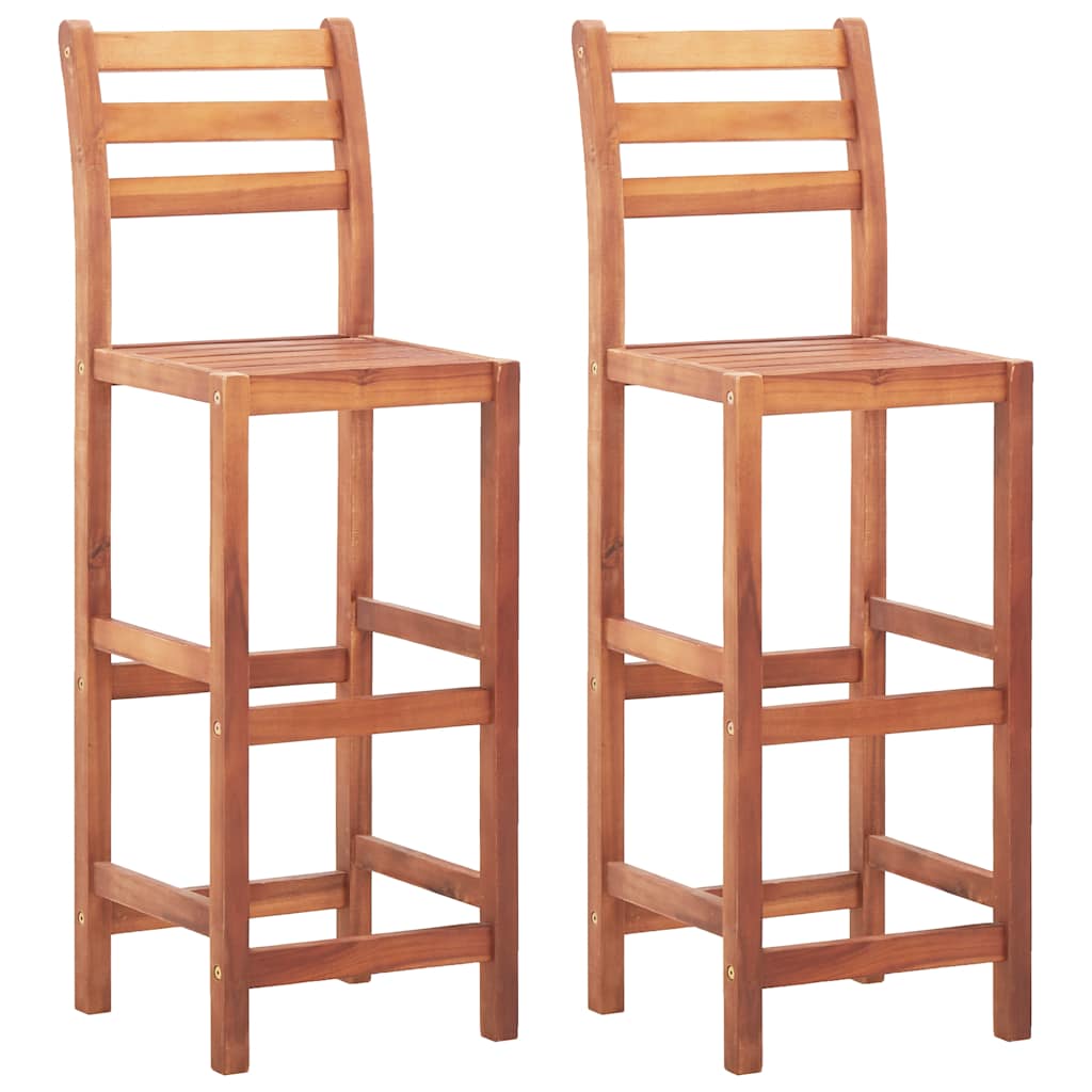 Bar Chair Set of 2 Natural wood Solid Acacia wood Standard