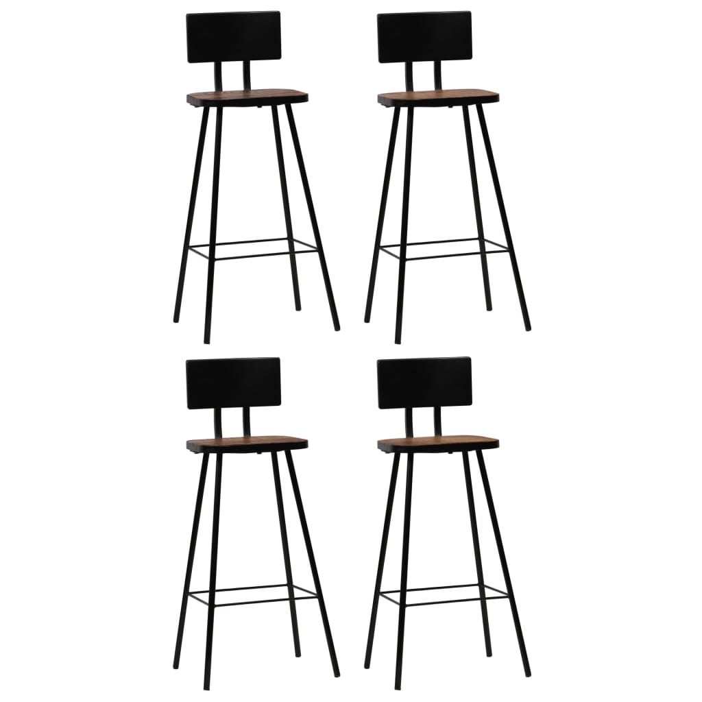 Bar Chair Set of 4 Dark Brown, Black