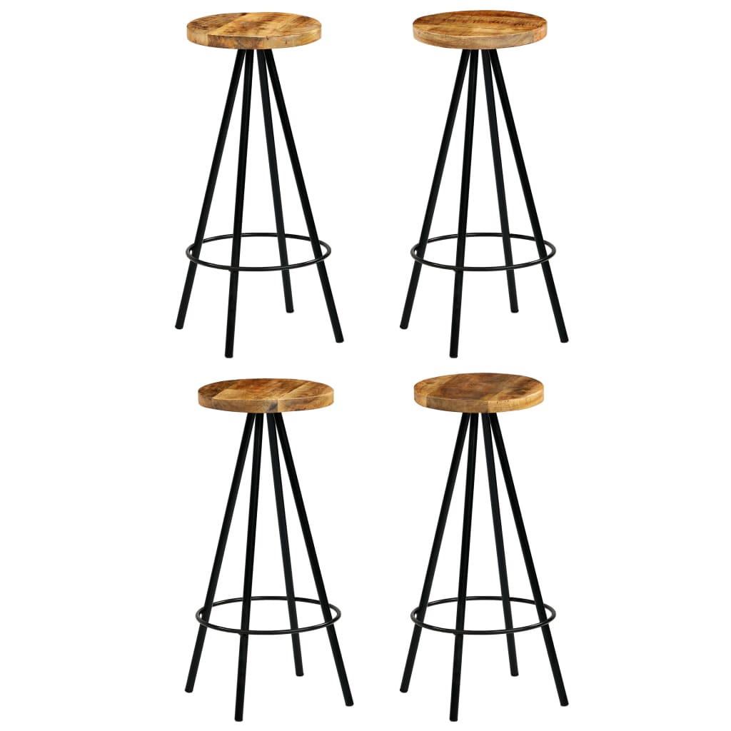 Bar Chair Set of 4 Natural and Black