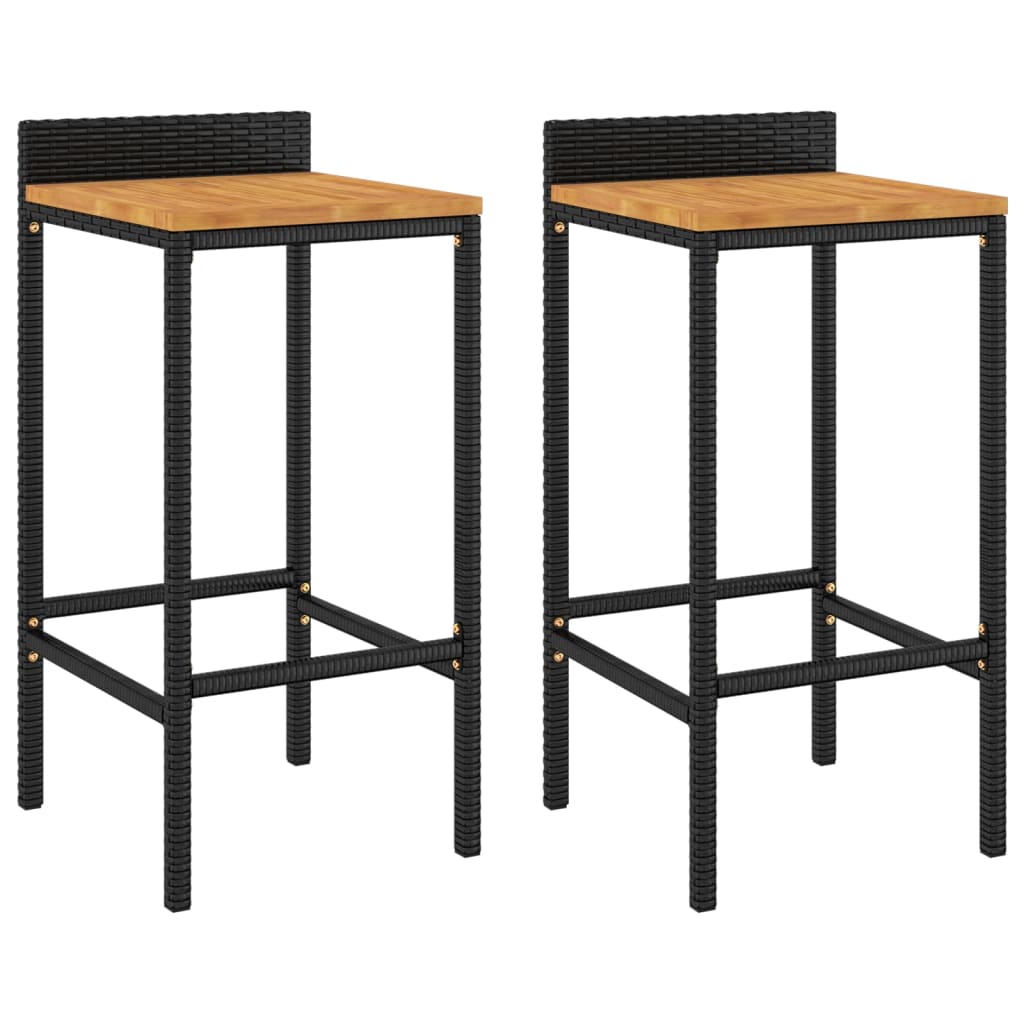Bar Stool Set of 2 Black