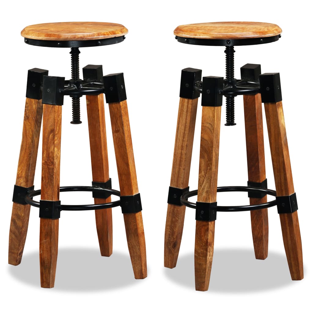 Bar Stool Set of 2 Brown and black