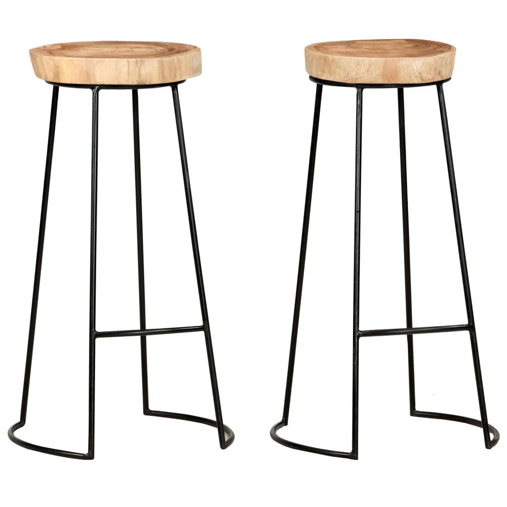 Bar Stool Set of 2 Natural, Black