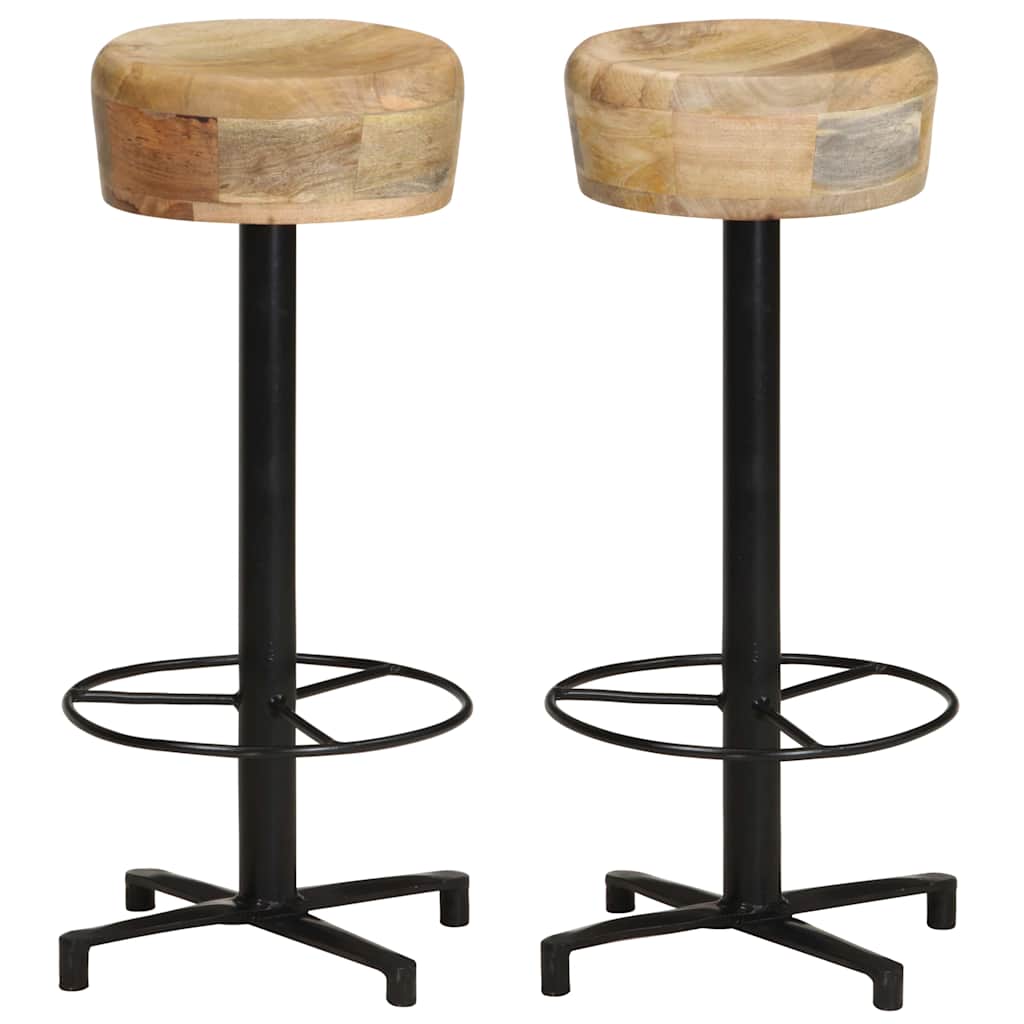Bar Stool Set of 2 Natural Wood