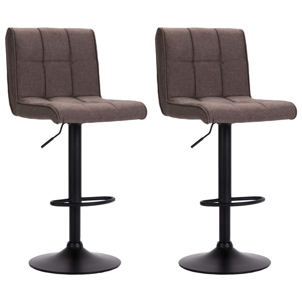 Bar Stool Set of 2 Taupe Polyester Adjustable Swivel