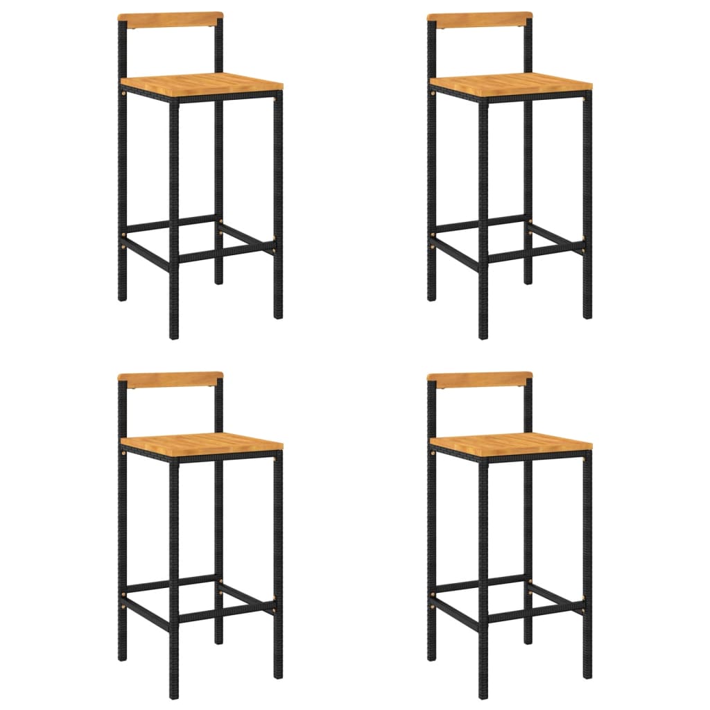 Bar Stool Set of 4 Black