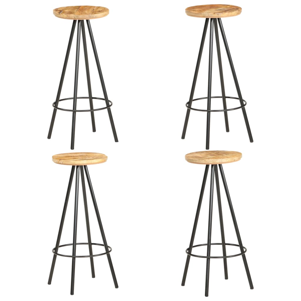 Bar Stool Set of 4 Brown and Black