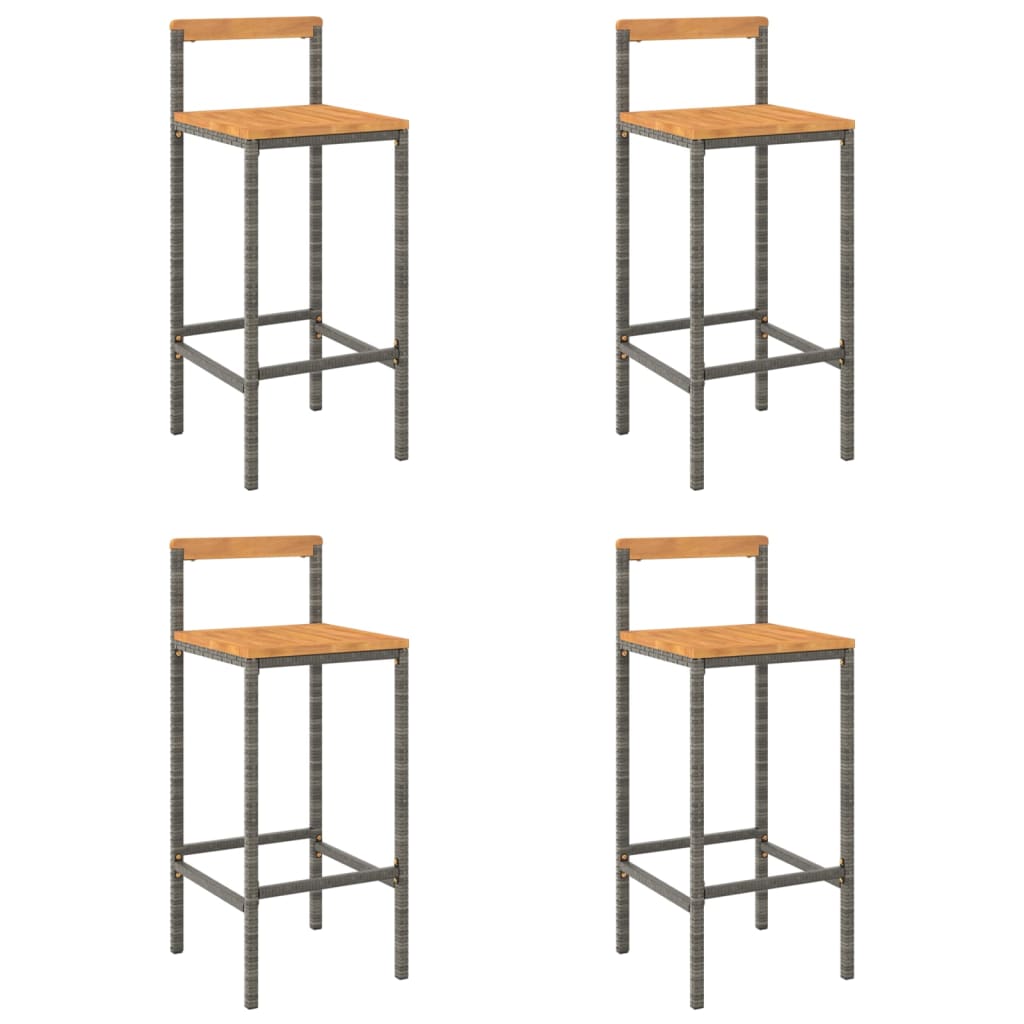 Bar Stool Set of 4 Grey