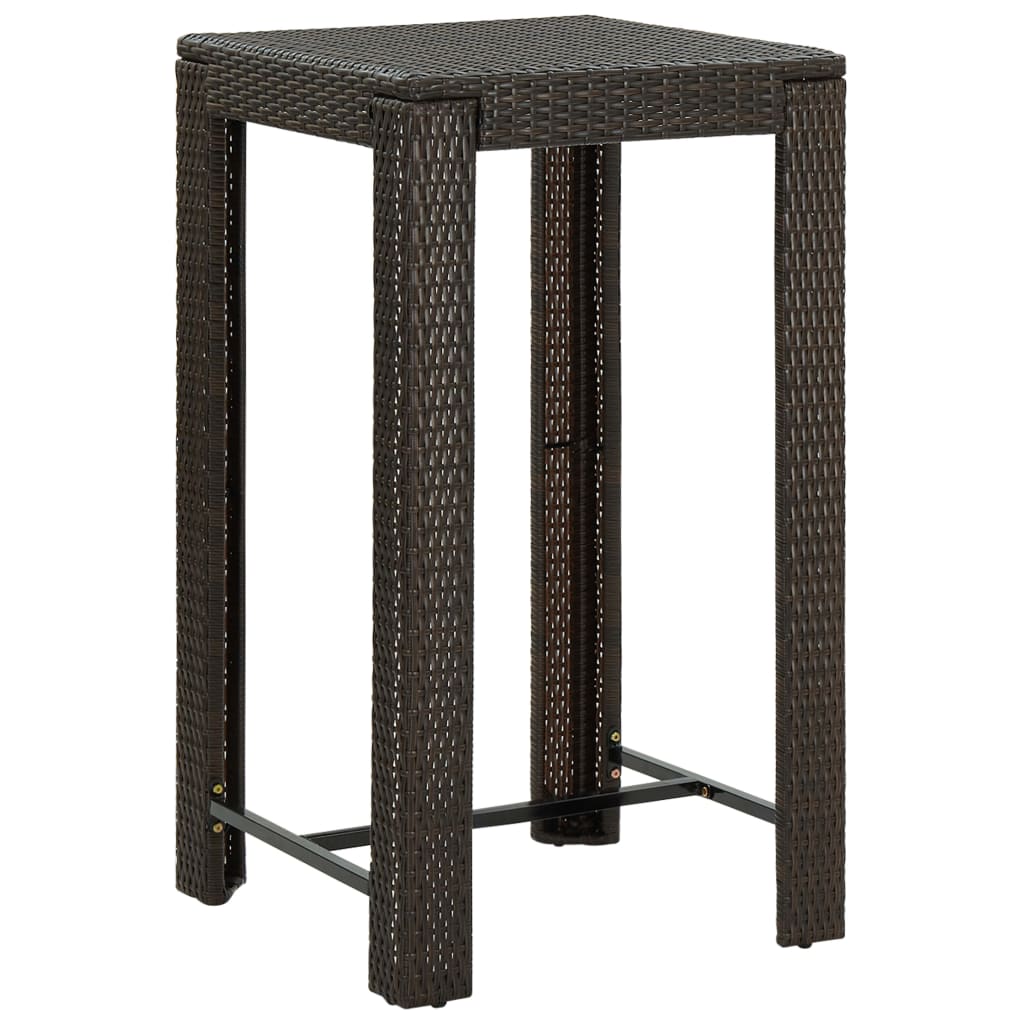 Bar Table Brown PE Rattan Counter Height Durable Bar Table