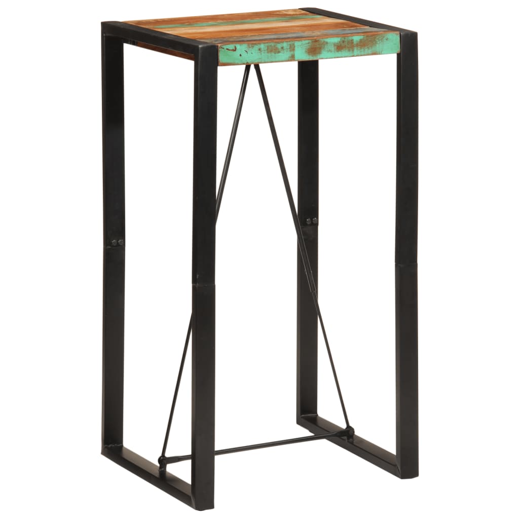 Bar Table Multicolor Reclaimed Wood and Metal Standard Industrial