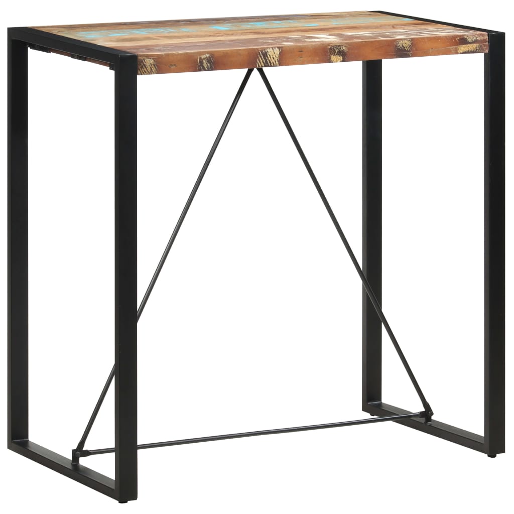 Bar Table Multicolor Solid Reclaimed Wood, Steel Medium Durable