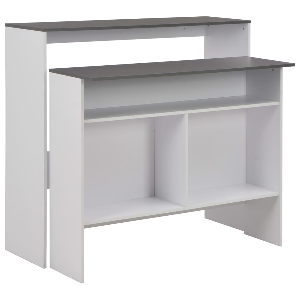 Bar Table White with Grey Tabletop Engineered wood Bar Height
