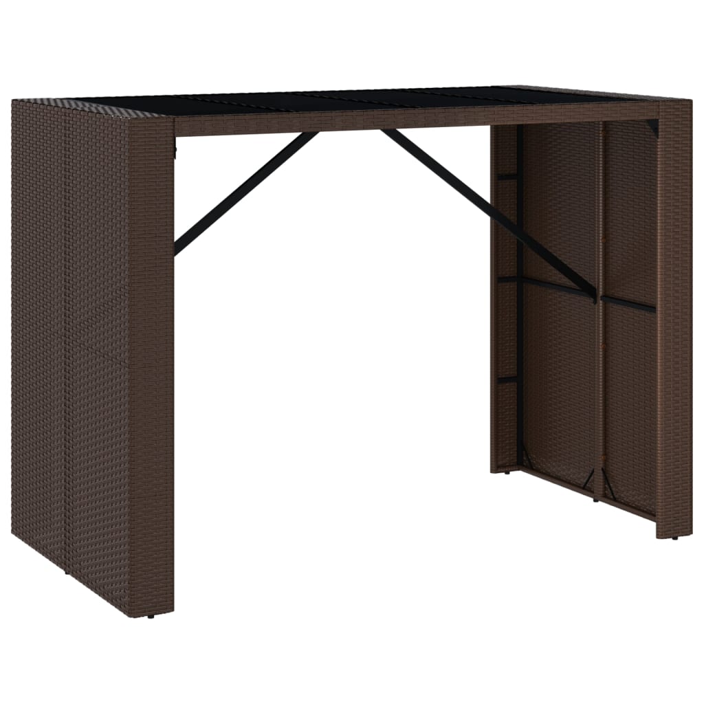 Bar Table With Glass Top Brown and Black