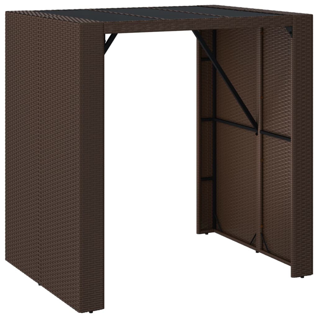 Bar Table With Glass Top Brown, Black