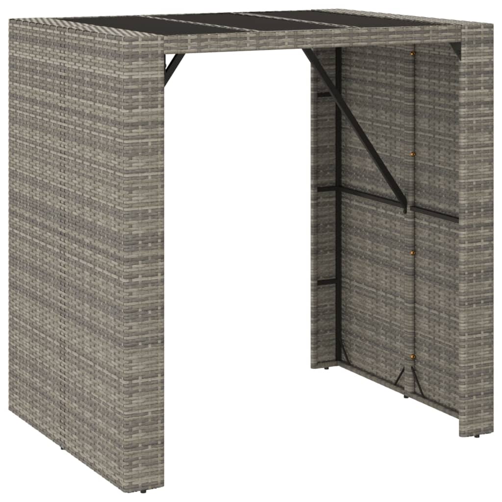 Bar Table With Glass Top Grey, Black