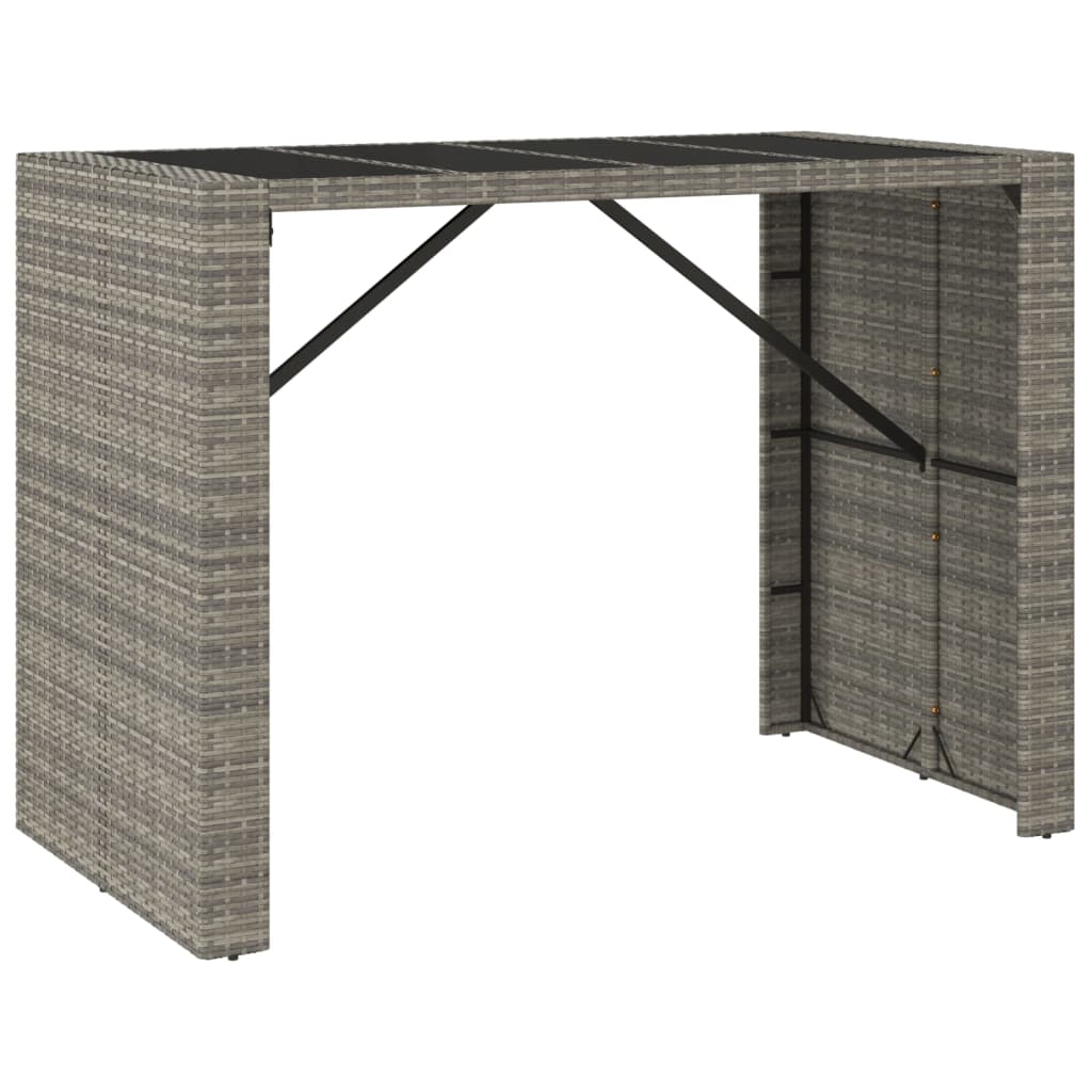 Bar Table With Glass Top Grey, Black