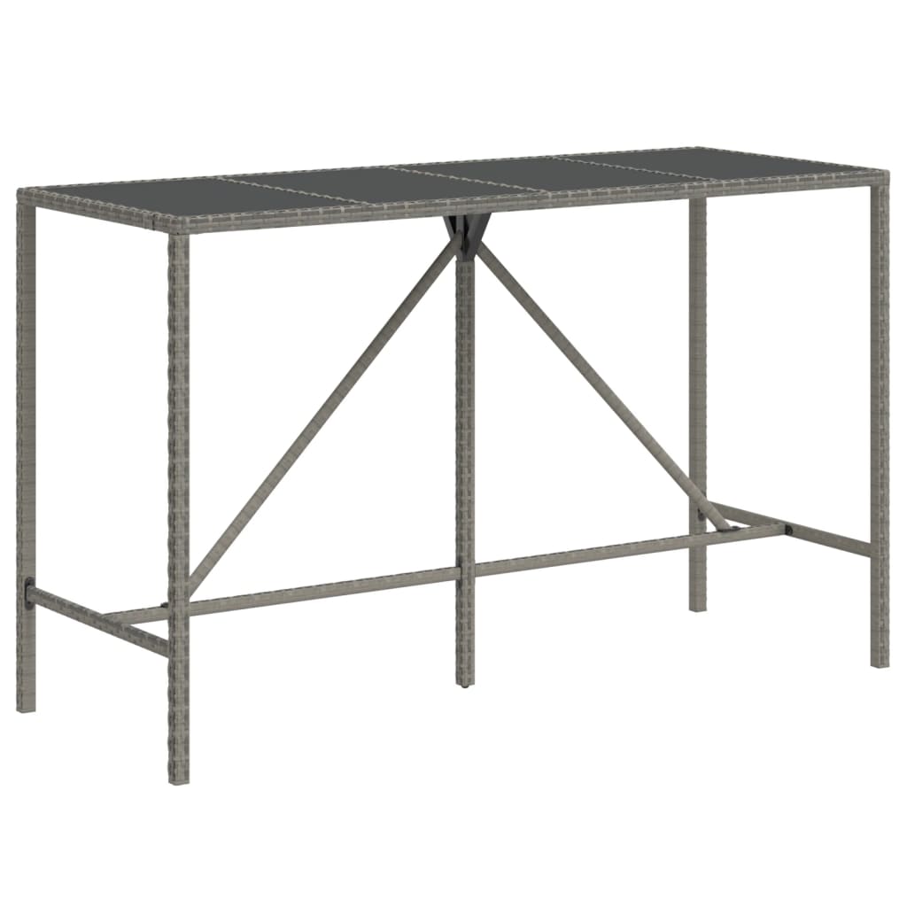 Bar Table With Glass Top Grey, Black