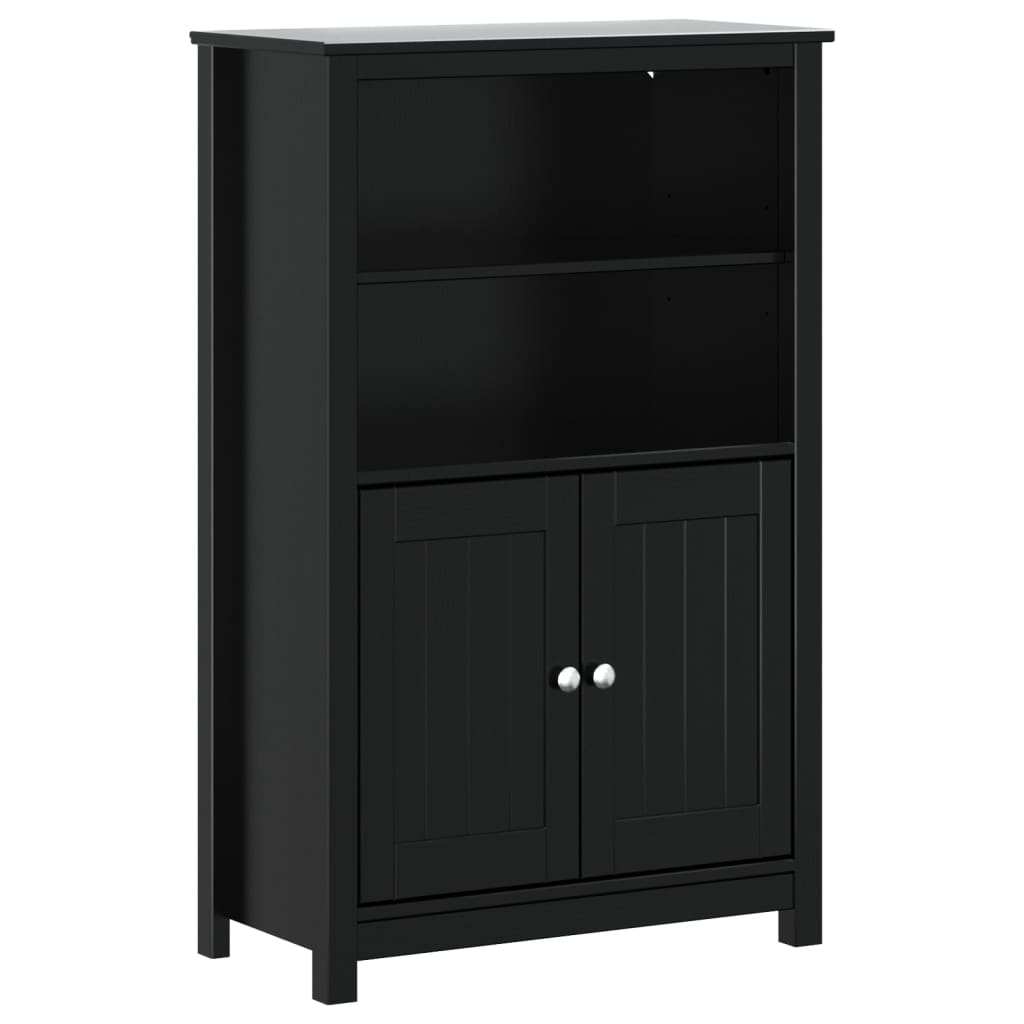 Bathroom Cabinet Black Solid pine wood, engineered wood, metal