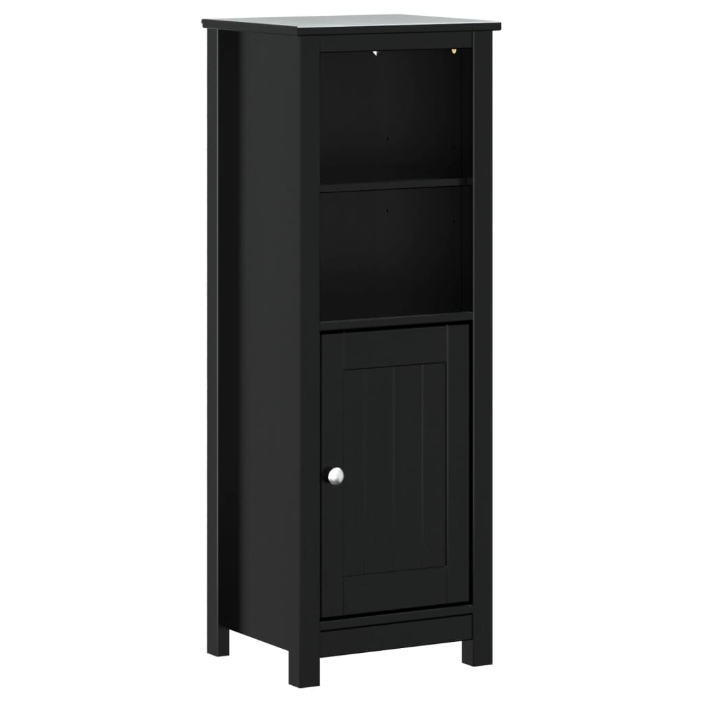 Bathroom Cabinet Black Solid pine wood, engineered wood, metal