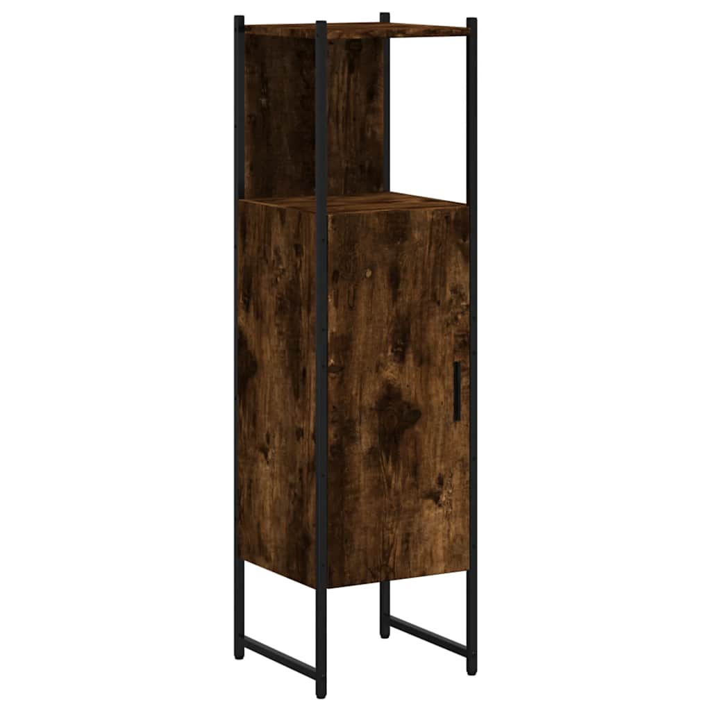 Bathroom Cabinet Smoked Oak Engineered Wood, Powder-Coated Steel