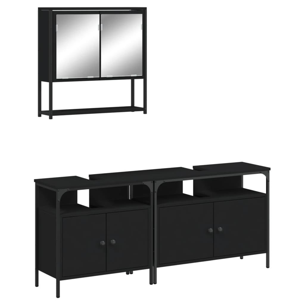 Bathroom Furniture Set Black Engineered wood Bathroom Furniture Set